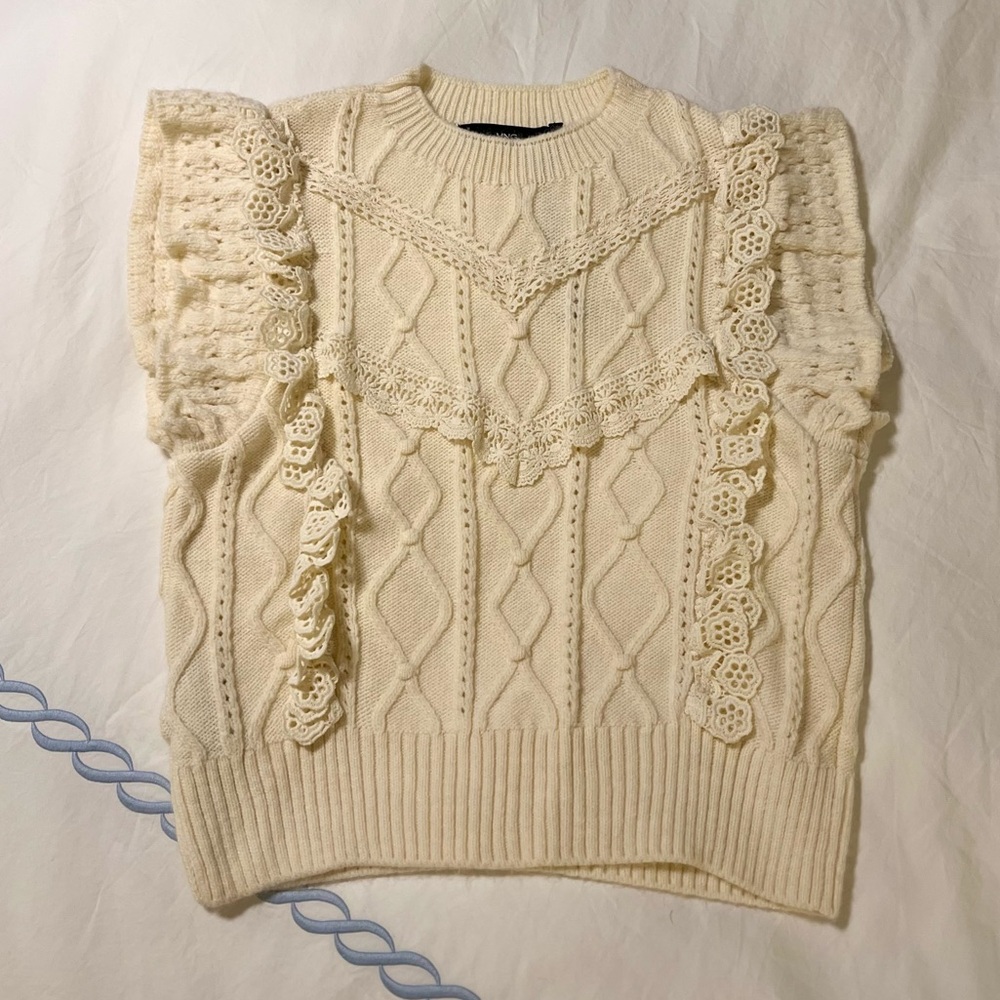 Mango Ruffled Sleeveless Sweater - Picture 4 of 6